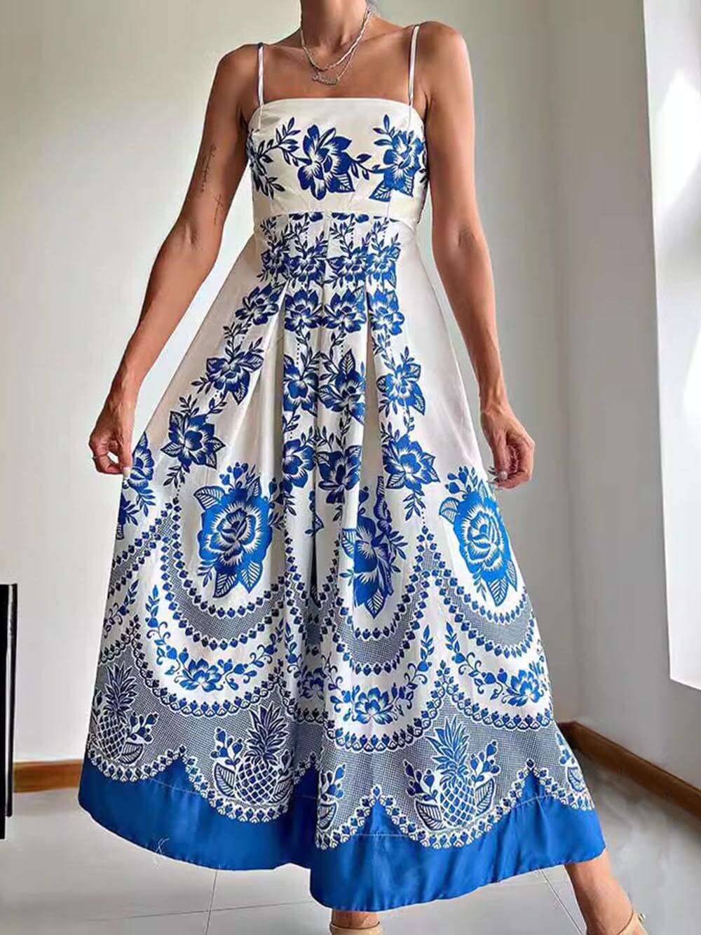 Azure Bloom Midi Dress